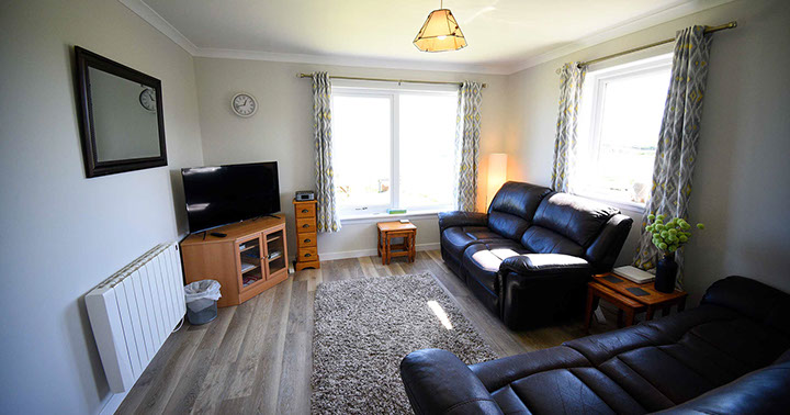 Anmara self catering accommodation contains a comfortable living room with sea views and widescreen TV